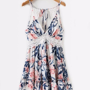 <span class=keywords><strong>El</strong></span> 2019 de las mujeres de encaje flor sling espalda abierta vestido cuello v profunda - Product Image 1