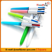Stylo publicitaire multi-couleurs FEMA, corps UV, vente en gros, stylo à bille rétractable en plastique multi-couleurs, logo personnalisé imprimé