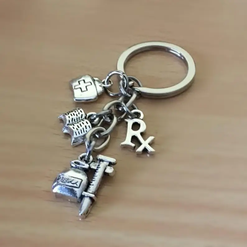 Pharmacist Keyring Rx Symbol Keyring Keychain Dispensers Keychain Pharmacy Assistant Chemist Keychain