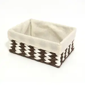 Different color hand-woven paper rope fruit vegetable storage basket suppliers