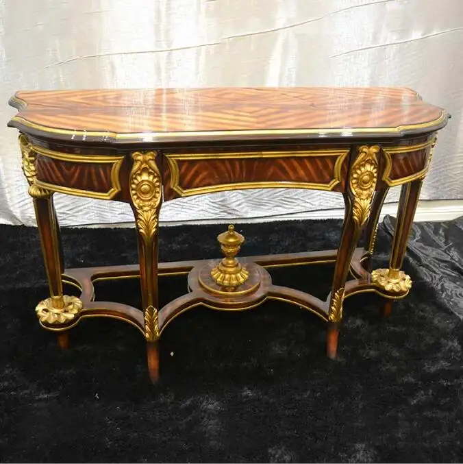 BISINI-Consola de mesa tallada con lámina dorada