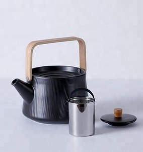 Wholesale Embossed Moroccan <strong>Ceramic</strong> <strong>Tea</strong> <strong>Pot</strong> with Wooden Handle - Product Image 5