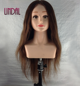 Cabeza de Maniquí Femenino LINDAL de Alta Calidad con Hombros para Peinados, <span class=keywords><strong>Muñeca</strong></span> de Pelo Humano Real para Prácticas de Peluquería - Product Image 3