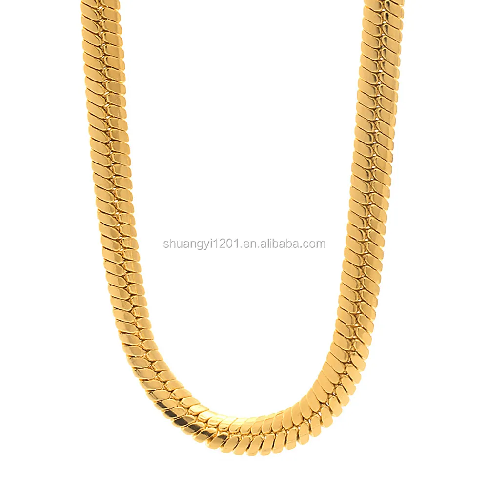 Different Types Of Necklace Chain Gold Flat Snake Chain Necklace Men Herringbone Chain Jewelry