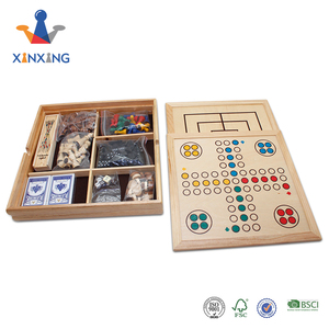 Caja de madera multi juego con backgammon damas ajedrez y póker, dominos, 9 en 1 juego set - Product Image 3