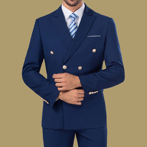 HD121 doble botonadura negocios Formal hombres trajes 2025 dos piezas solapa en pico hecho a medida padrinos de <span class=keywords><strong>boda</strong></span> esmoquin chaqueta + Pantalones - Product Image 1