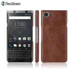 Coque arrière mince en cuir de crocodile pour téléphone BlackBerry Keyone