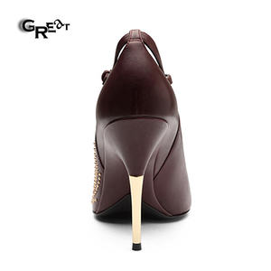 Commercio all'ingrosso Del Cuoio Genuino di Modo Della Cinghia Della Caviglia Tacchi Alti Studded Pompe Delle Donne Ragazze Sexy Tacchi Alti - Product Image 4