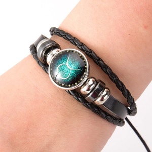 Moyamiya Time Gem Fashion Charm Bracelet Cuerda de cuero trenzada con horóscopo del zodiaco para mujeres y hombres Mercado en línea Producto - Product Image 2