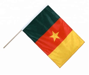 Cameroon ธงโบกมือป้ายผ้าไนลอนผ้าซาตินสีเขียวสีแดงสีเหลืองแบบถือด้วยมือออกแบบได้ตามต้องการ - Product Image 1