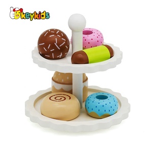 Most Popular Kids Pretend Play <strong>Wooden</strong> <strong>Cake</strong> Stand Toy with 6 <strong>Cakes</strong> W10B250 - Product Image 2