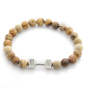 Unisexe Femmes Hommes Bracelets Jaune Picasso Haltère Charmes Bracelet Pierre Naturelle Bijoux - Product Image 1