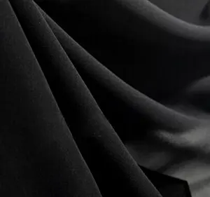 Wholesale pure black pearl chiffon fabric for pakistani dress silk chiffon fabric