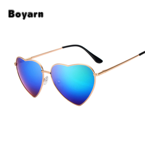 En forma de corazón <span class=keywords><strong>gafas</strong></span> de sol mujer metal lentes reflectantes moda estilo <span class=keywords><strong>gafas</strong></span> de sol hombres espejo nuevas frescas - Product Image 5