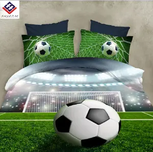 Latest 3D Printed Football Design 3Pcs Single Size Polyester Duvet Cover Bed Sheet And Bedding Set For Baby And Kid