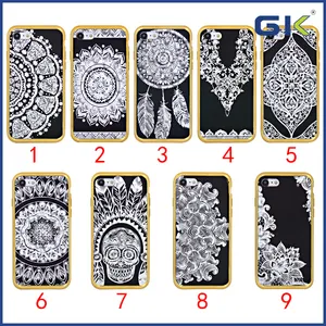 [GGIT] Estilo Nacional Galvanoplastia Grabado Láser Con IMD TPU Negro Cubierta Trasera Para El Iphone 7