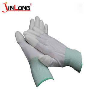 Guantes de pu transpirables de hilo de algodón de nailon blanco para trabajo fino de 13 pines - Product Image 5