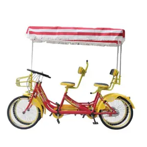 Double row 4 seaters for a family cycling/entertainments big riding bicycle/with colorful roof