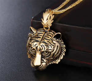 High Quality Stainless Steel Gold <strong>Black</strong> <strong>Men</strong> Jewelry Punk Animal Design Tiger Pendant <strong>Necklace</strong> - Product Image 4