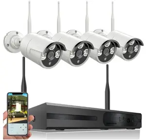 1080P Luar Ruangan Tahan Air IP Wifi Video 4CH Kit Kamera Keamanan Sistem CCTV