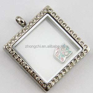 Collana con <span class=keywords><strong>Medaglione</strong></span> in Vetro, Ciondolo <span class=keywords><strong>Medaglione</strong></span> per Matrimonio, Medaglioni Quadrati Galleggianti all'Ingrosso - Product Image 5