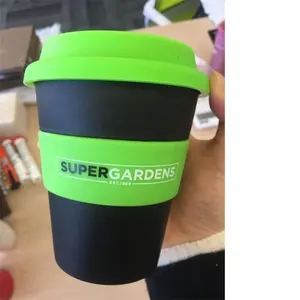 12 Unzen Plastik kaffeetasse mit Silikon band