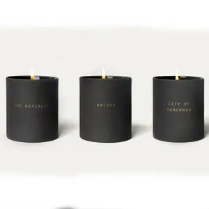 Vendite calde vaso di candela nero opaco di vetro di lusso serigrafia personalizzata 4oz 8oz 10oz 12 oz contenitore di candela di vetro con coperchio