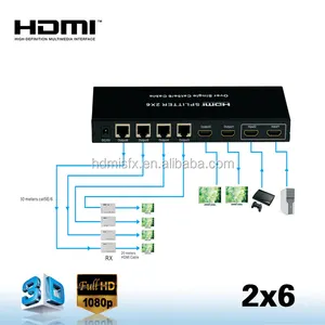 红外远程控制 2 输入 6 输出 hdmi 开关分离器通过单个 cat5e/6 电缆高达 60 M