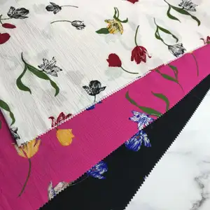 TULIP DESIGN AND TERYLENE SPANDEX WOVEN LADY DRESS FABRIC