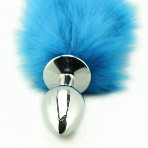 Azul rosca de tornillo de acero inoxidable de cola de zorro enchufe trasero Anal Cosplay ano dilatador - Product Image 3