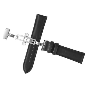 Cinturino per orologio in vera <span class=keywords><strong>pelle</strong></span> con grana di alligatore delle migliori marche con doppia fibbia a farfalla - Product Image 3