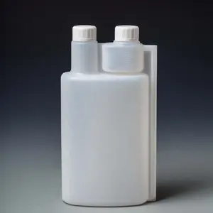 Kemasan Cairan Pencuci Piring HDPE, 100Ml 500Ml 1000Ml Plastik Dua Ruang Botol Leher Kembar untuk Dispenser Cair