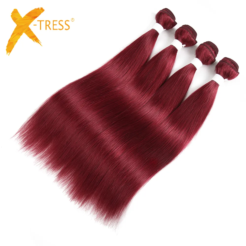 नई रंग BURG 26 इंच 1 करने के लिए 8 pcs/पैक थोक बाल बुनाई मानव बाल बंडलों सीधे रेमी मानव बाल विस्तार