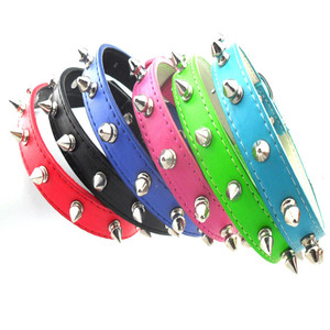 Multicolor pitbull remache tachonado con pinchos collar de perro de cuero de la pu - Product Image 2