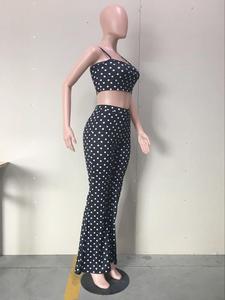 Spaghetti Crop Top En Polka Dot Flare Broek Set 2 Stuk Outfits Voor Vrouwen - Product Image 5