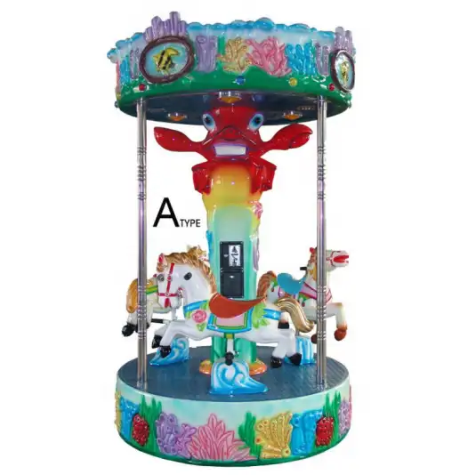 Glasvezel Materiaal en Thema Park Gebruik 3 Zetels Mini Carrousel Rit Met Muziek