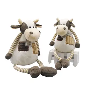 High quality cuddly 9 inch cow embroidery cheap china toy with long legs