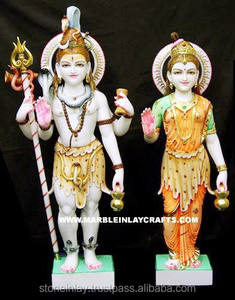 Statues de Shiva et de Parvati en marbre utilisées pour la décoration intérieure - Product Image 1
