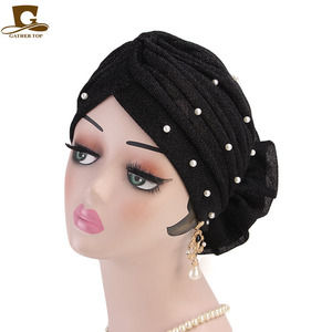 Nouveau Turban de <span class=keywords><strong>Mariage</strong></span> Brillant à Volants, <span class=keywords><strong>Hijab</strong></span> Fleur, Turban Perlé Chimio, <span class=keywords><strong>Bonnet</strong></span> Musulman, <span class=keywords><strong>Bonnet</strong></span> de Mariée pour Femme TJM-322A - Product Image 3