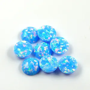 รอบ6มม. สร้างโอปอล Cabochon สีน้ำเงินออสเตรเลีย