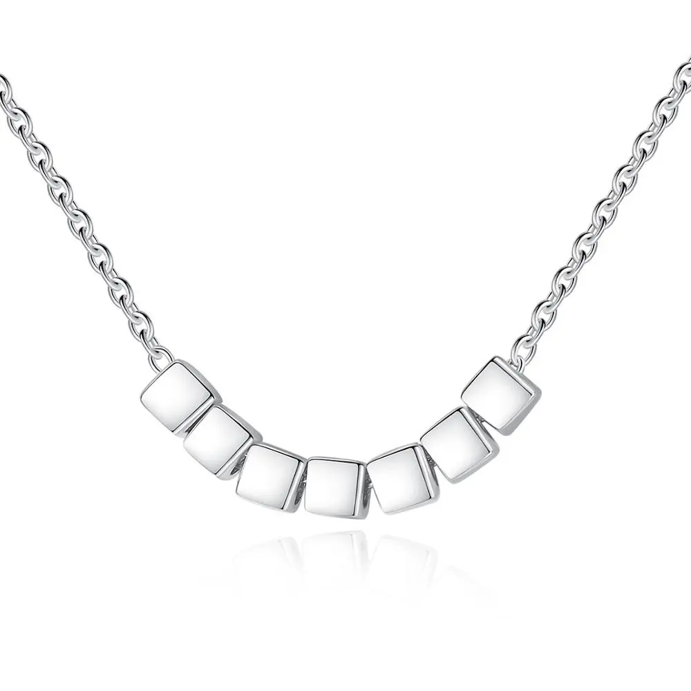 Mxczcity — collier en perles pour femmes, avec maillons, 7 carrés, breloques, accessoire bijoux pour femmes
