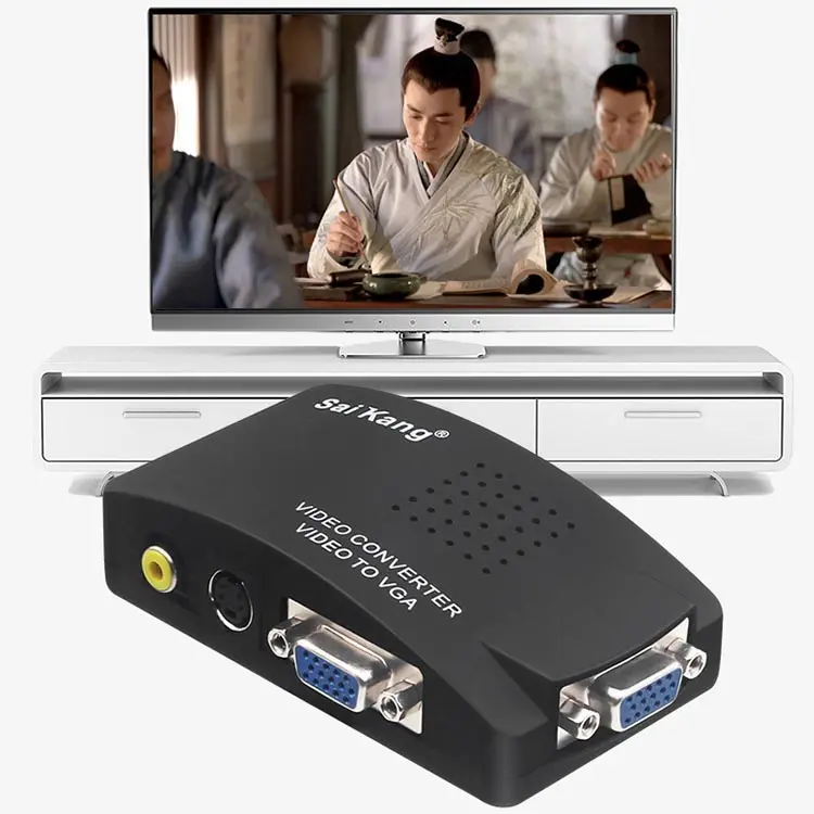 Mini adaptador de señal de vídeo para ordenador portátil, VGA a TV, AV, RCA