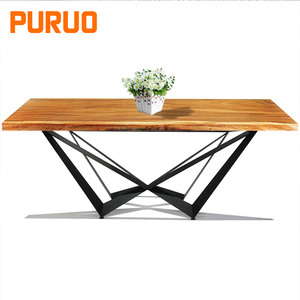 PURUO moderno MDF TOP in acciaio <span class=keywords><strong>nero</strong></span> <span class=keywords><strong>opaco</strong></span> forma speciale in metallo base <span class=keywords><strong>tavolo</strong></span> da pranzo per mobili per la casa - Product Image 3