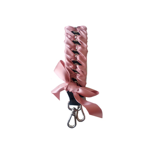 Floral-applique Leather Bag Handle Nude-black Womens Satin Strap - Product Image 6