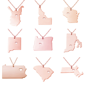 Couleur Garder longtemps en acier inoxydable usine personnalisé bijoux gravé carte pendentif rose collier en or - Product Image 1
