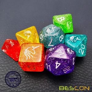 Set di Dadi Poliedrici Bescon Unicorns Rainbow Sparkled per D&D, Set di 7 Dadi Colorati per Giochi di Ruolo RPG - Product Image 3