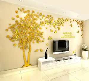 एक्रिलिक 3D दीवार स्टिकर गृह सजावट रचनात्मक दीवार decals कमरे में रहने वाले प्रेमियों के पेड़ दीवार स्टिकर
