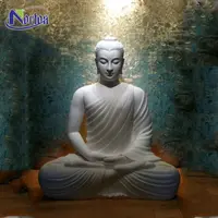 סיטונאי מותאם אישית גדול חיצוני גילוף חיים גודל לבן אבן ודהה יושב לבן שיש בודהה פסלי למכירה