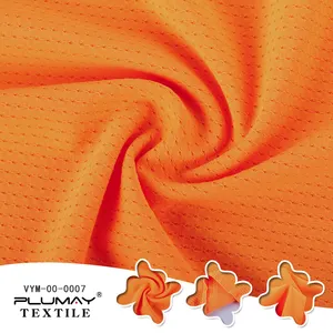 Wholesale 80 nylon 20 spandex orange soft 4 way stretch breathable mesh fabric for sportswear garment