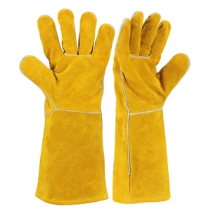 Guantes de trabajo de cuero largos divididos de vaca roja - Product Image 5